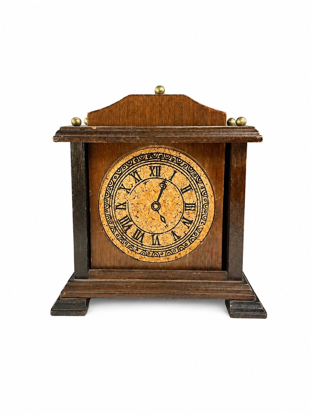 vintage 1970s Enesco wooden mantel clock coaster set